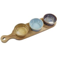 Lesser & Pavey Wooden Divided Snack Dish with Tray Set (3 Set - 2835)