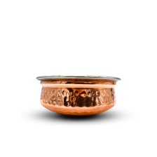 Medium Copper and Stainless Steel Interior Serving Handi Bowl