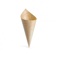 Papstar 50pcs Disposable Wood Cones 6,5 x 12.5 cm