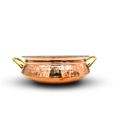 Medium Copper and Stainless Steel Serving Dish with Handle