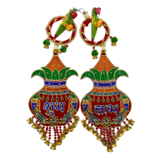 Diwali Decorations toran Shubh Labh two sided with wooden parrot for House Hanging Ornament