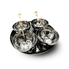 Set of 9 Heavy duty Hammered Stainless Steel Serving Relish Dishes