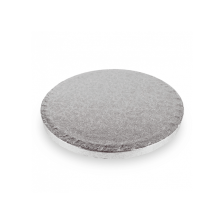 Round Embossed Cake Drum Thick Board Silver 12"