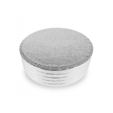 Round Embossed Set of 5 Cake Drums Thick Board Silver 12"