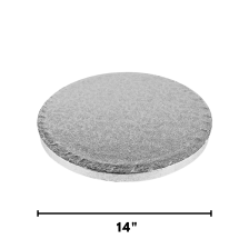 Round Embossed Cake Drum Thick Board Silver 14"