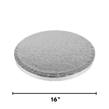Round Embossed Cake Drum Thick Board Silver 16"