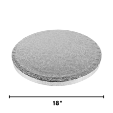 Round Embossed Cake Drum Thick Board Silver 18"