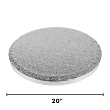 Round Embossed Large Cake Drum Thick Board Silver 20"